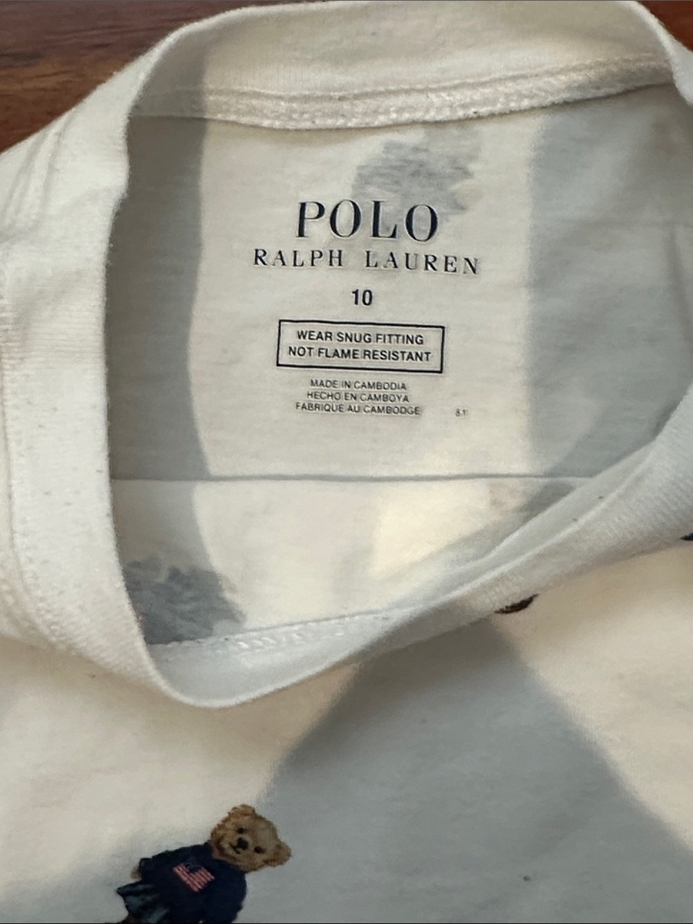 Polo by Ralph Lauren Cream Kids Pajama Set with Navy Bear Print - Picture 3 of 3